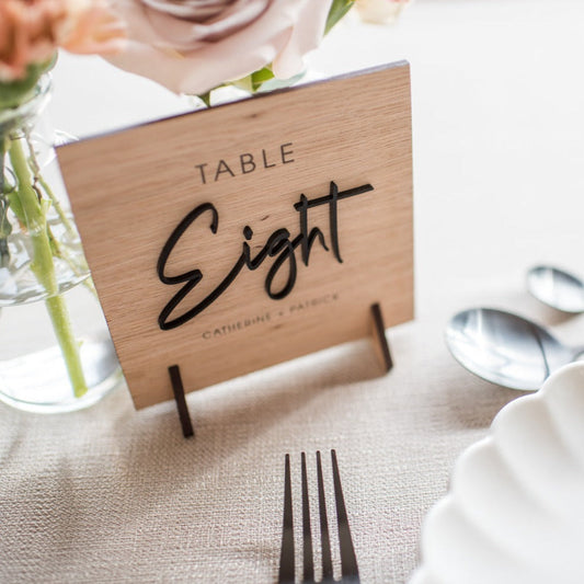 Wood & Black Wedding Table Numbers